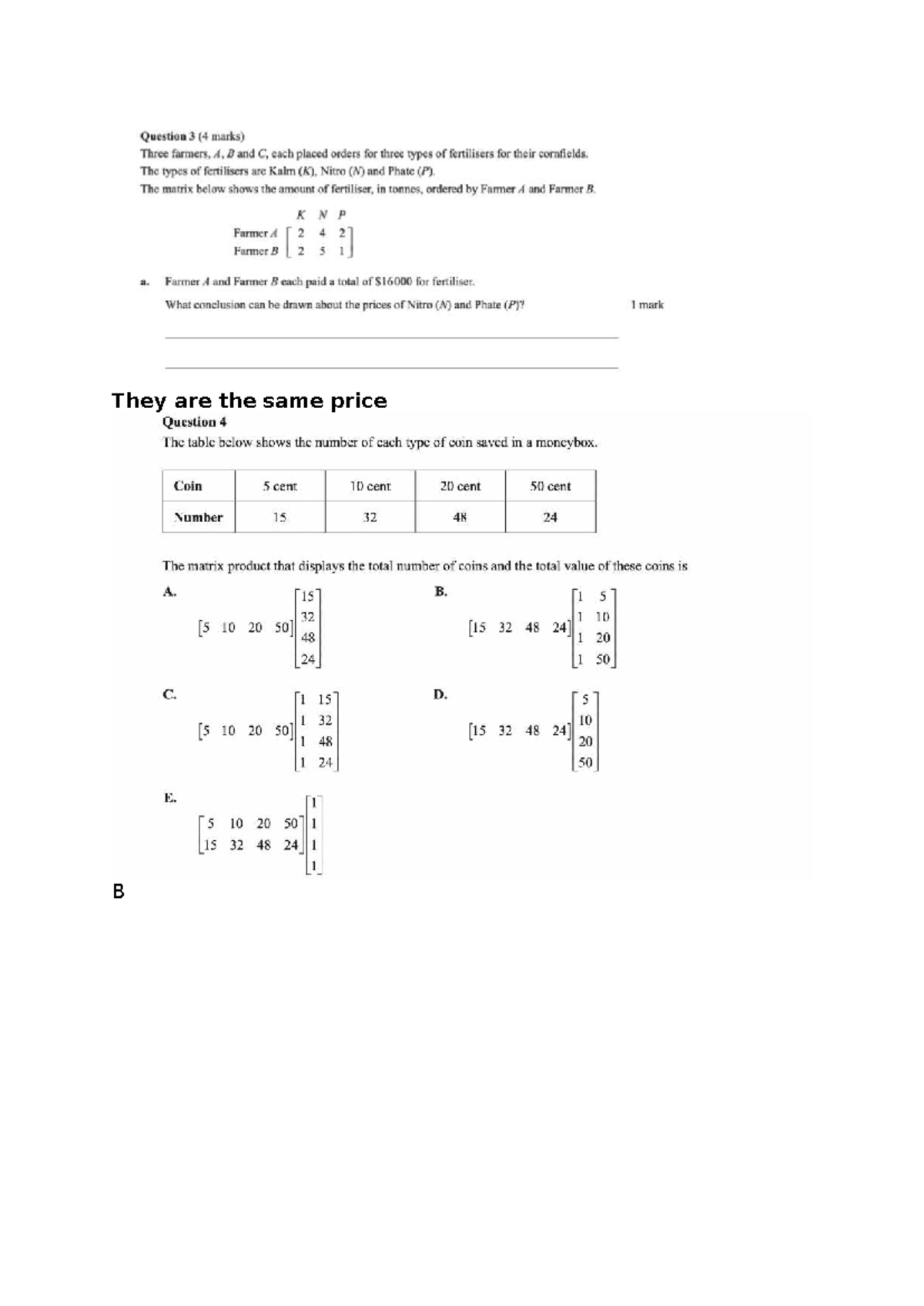 Mini matrices - They are the same price B E C Bandicoots eat two things ...