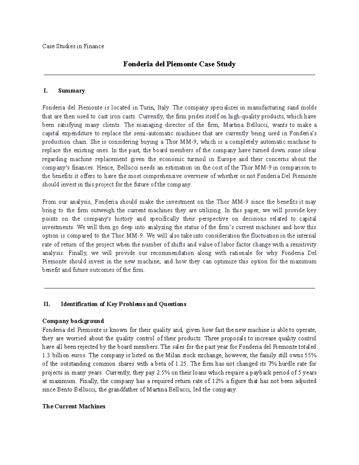 Ferrari Case Study Write Up - Case Studies in Finance