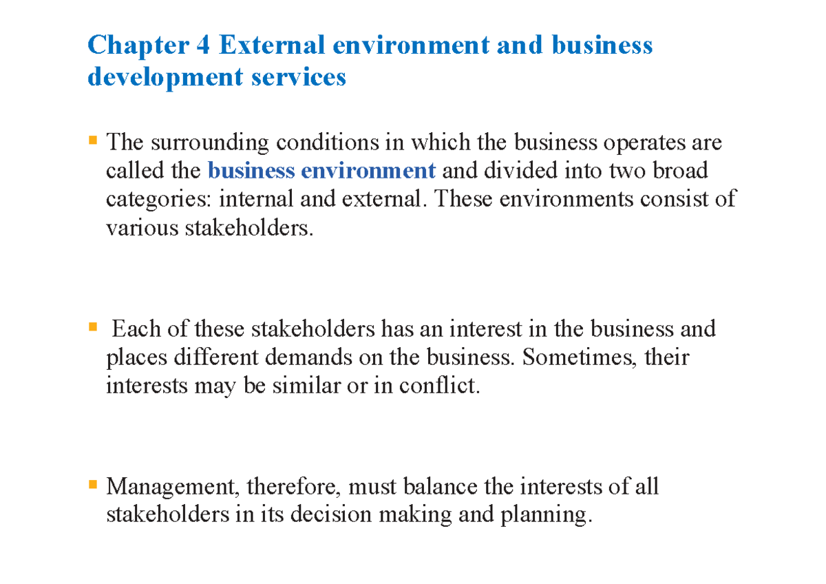 Chapter 4 External environment and business development services ...