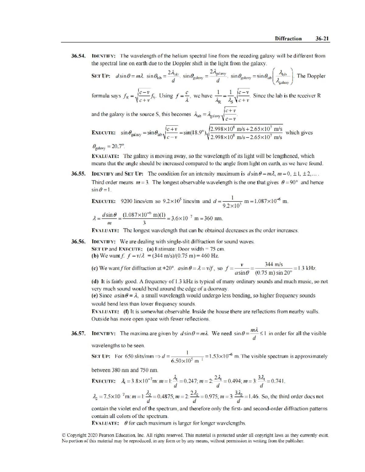 Diffraction Analysis in University Physics (36.54 - 36.57) - Studocu