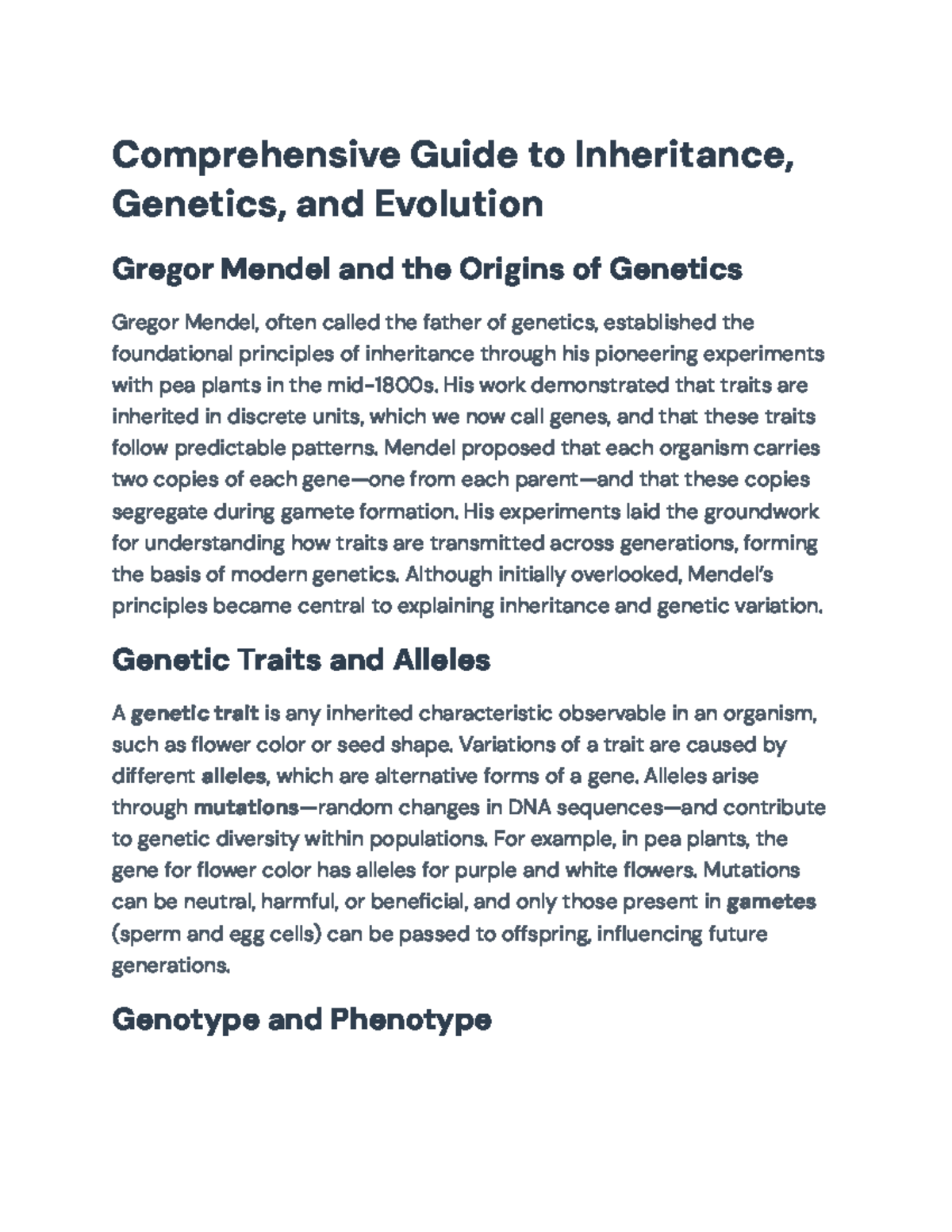 Comprehensive Guide to Evolution, and Inheritance Principles