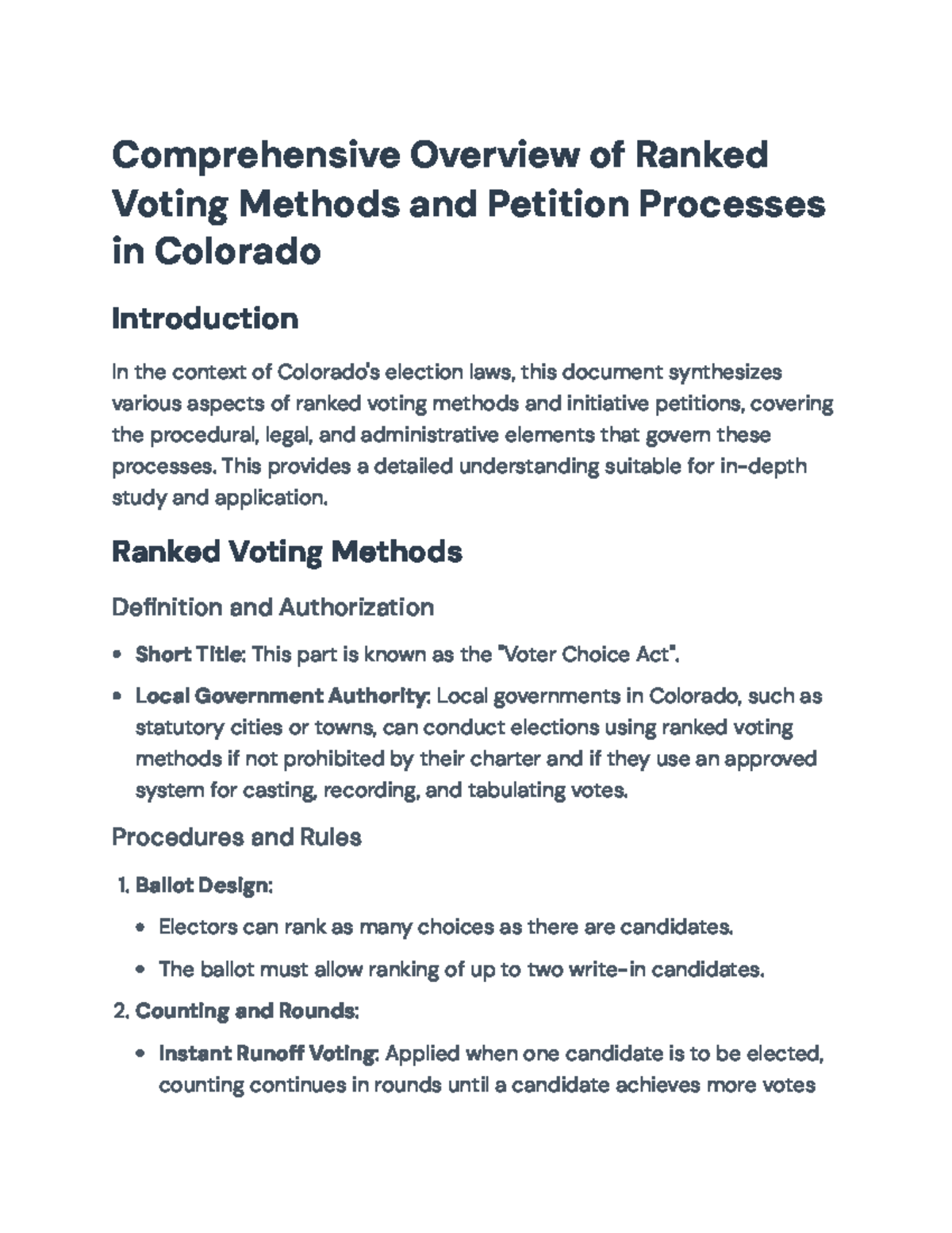 Ranked Voting Methods & Petition Processes in Colorado: A Detailed ...