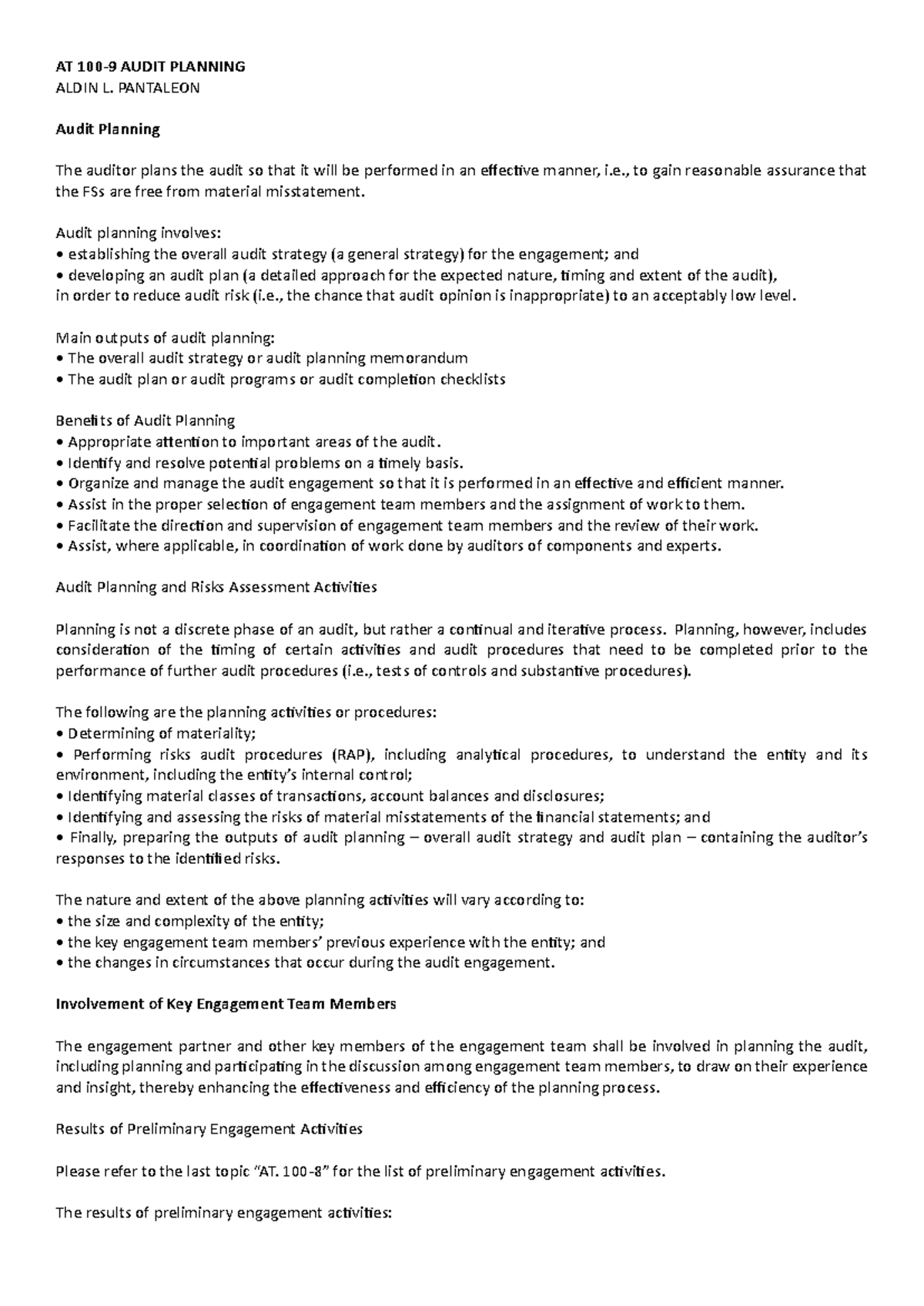 MAC Audit Planning Handouts: Key Strategies and Risk Assessments - Studocu