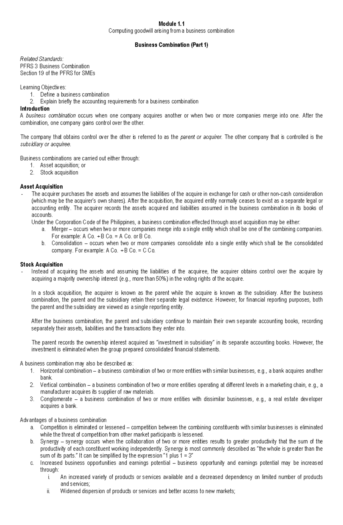 482235880 Chapter 1: Business Combination (Part 1) Analysis & Goodwill ...