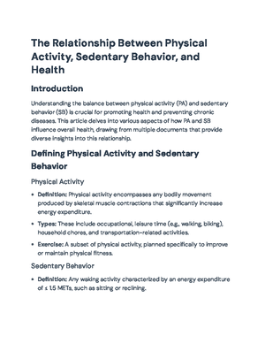 The Impact of Physical Activity and Sedentary Behavior on Health - The ...