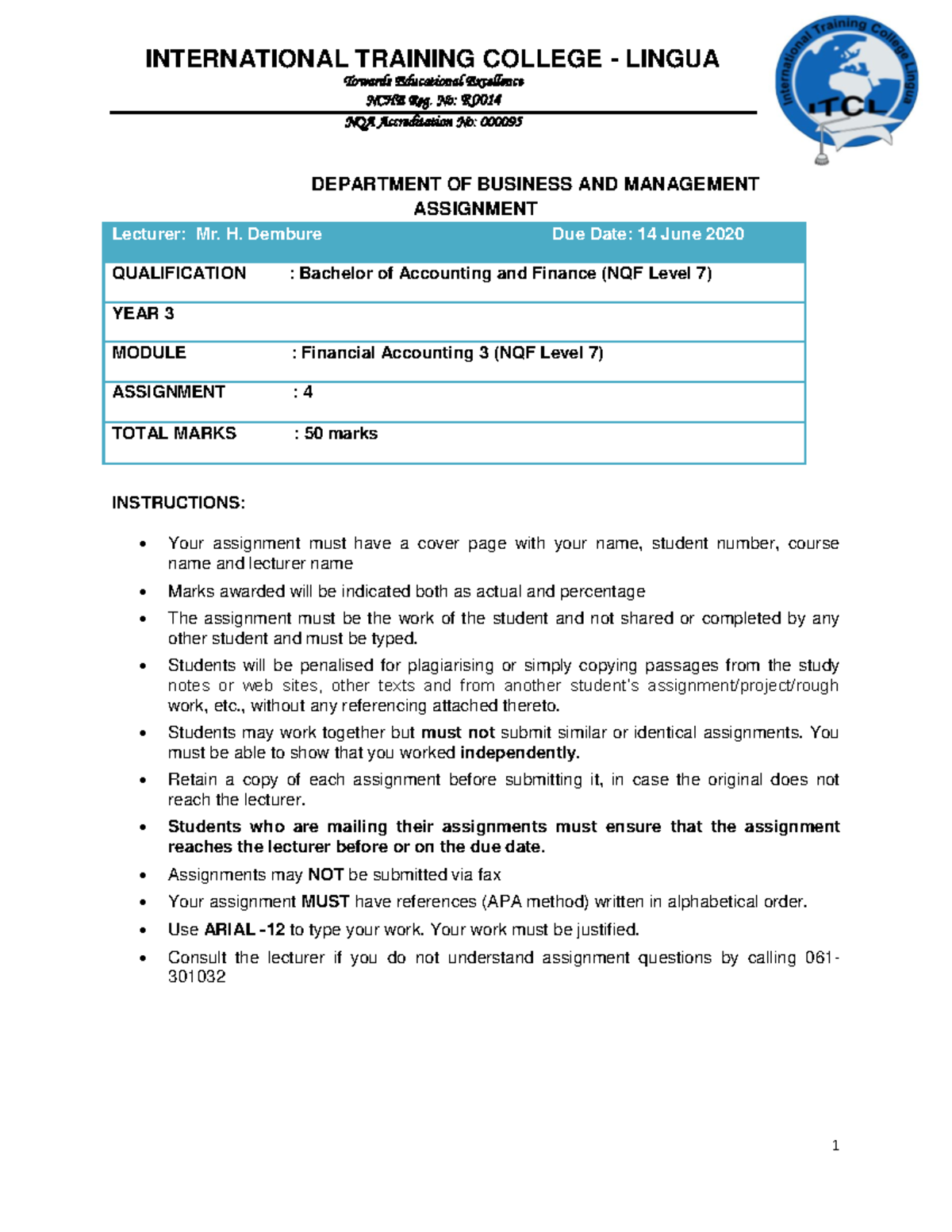 Financial Accounting 3 Assignment 4 - Warning: TT: undefined function ...