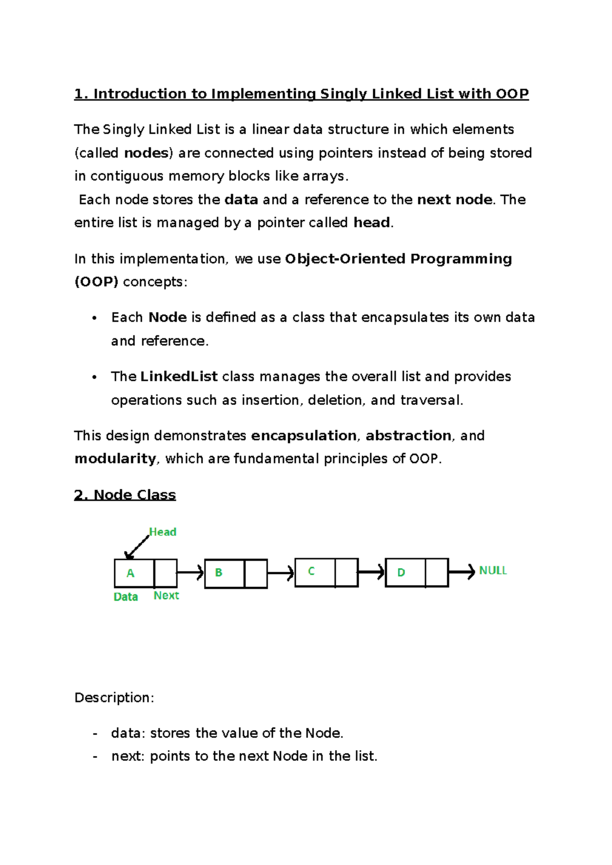 CS101: OOP Implementation of Singly Linked List in Java - Studocu