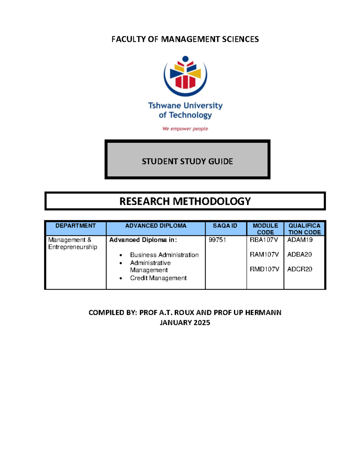 RBA107V RAM107V RMD107V 2025 Research Methodology Study Guide - Studocu