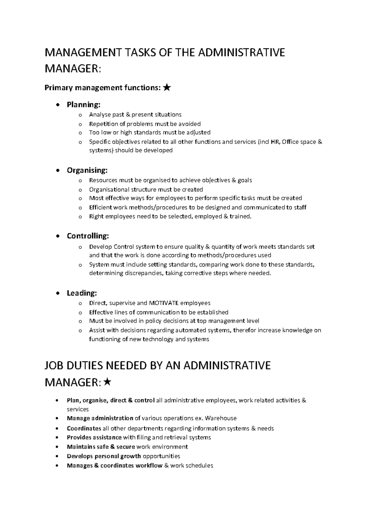 Administrative Management - ADMINISTRATIVE MANAGEMENT: Encompasses all ...