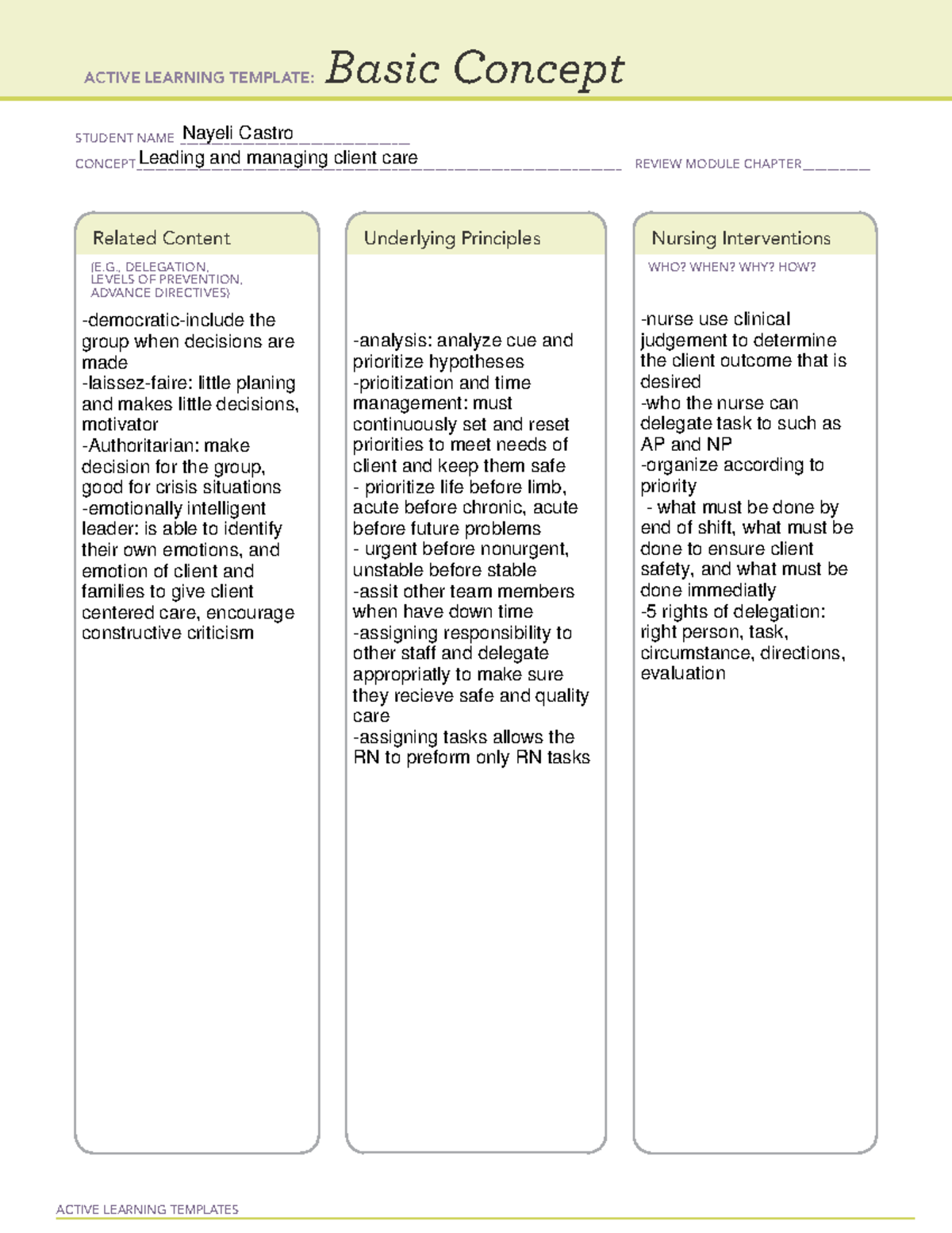 Nursing Skills Concepts - Active Learning Template Review - Studocu