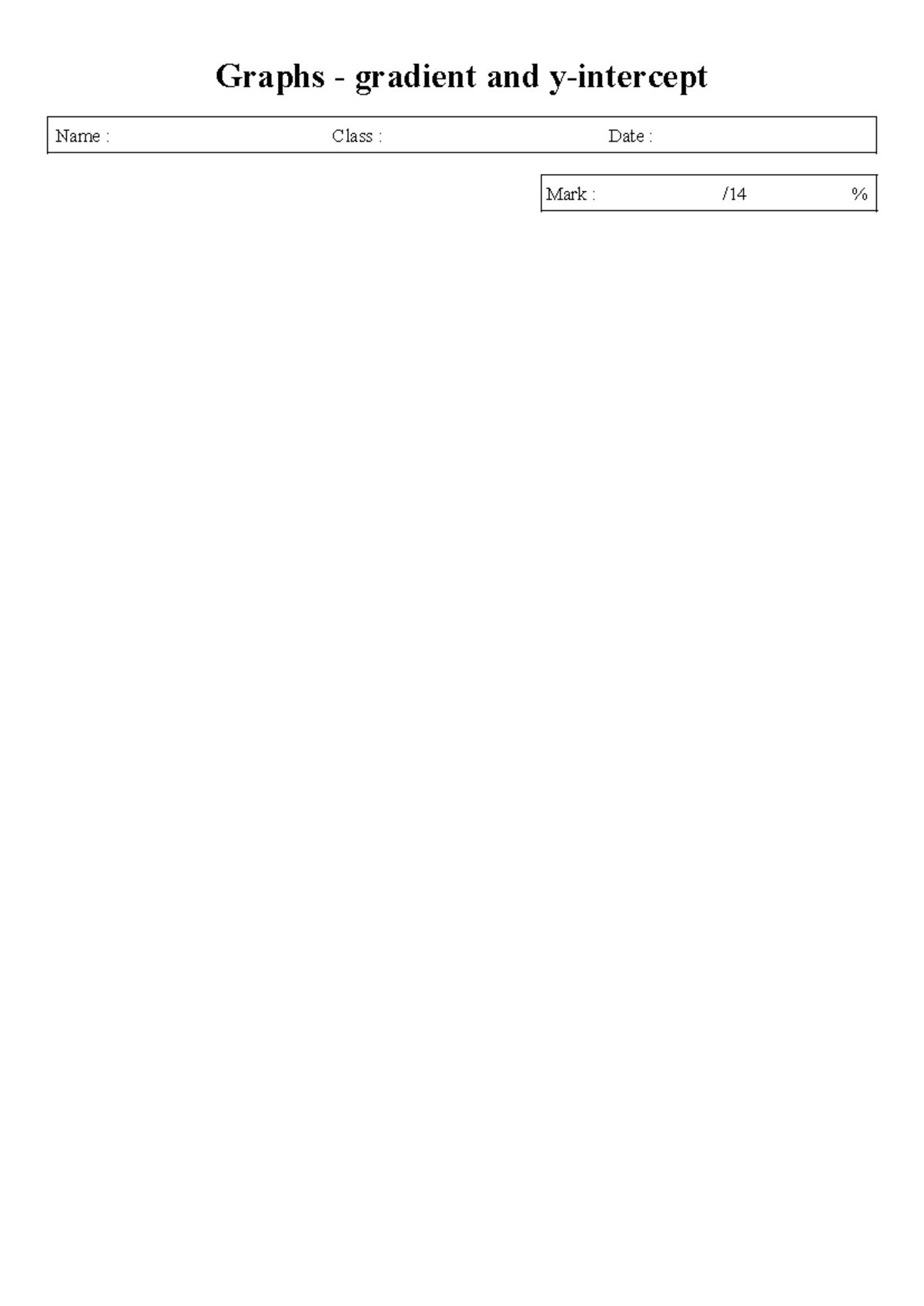 Graphs - gradient and y-intercept - 1 - Graphs - gradient and y ...