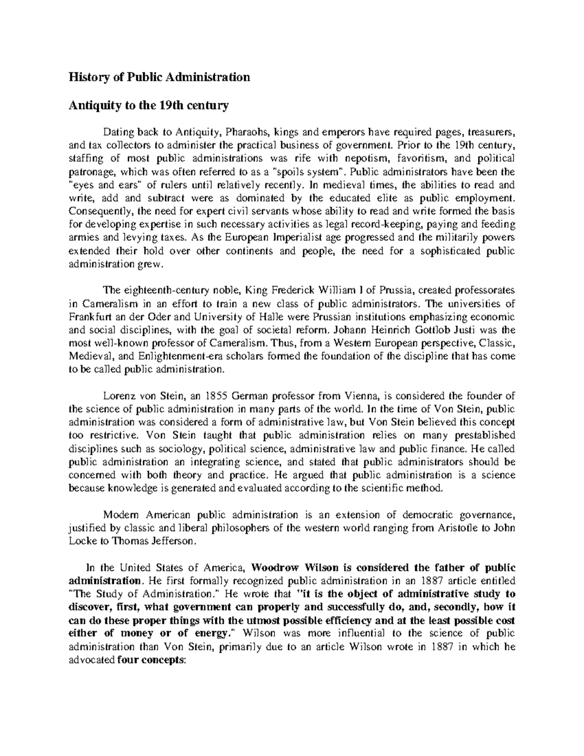 HIST 101: Evolution of Public Administration from Antiquity to the 19th ...