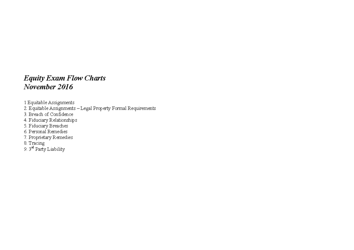 Equity Exam Notes: Comprehensive Flowcharts and Key Concepts - Studocu