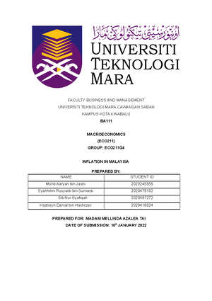 Eco211 Group Assignment Written Report Uitm Melaka Kampus Alor