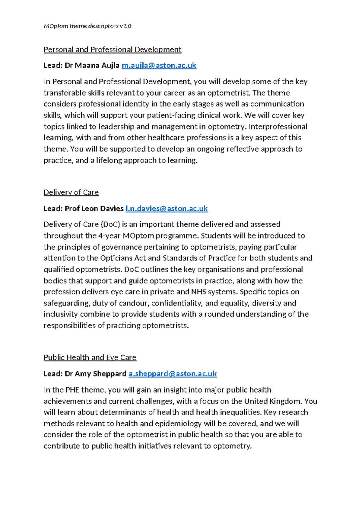 Personal and Professional Development in Optometry (PPD 101) - Studocu