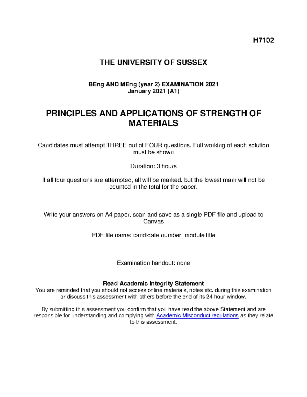 SM Final Exam Formula Sheet: Strength of Materials Principles - Studocu
