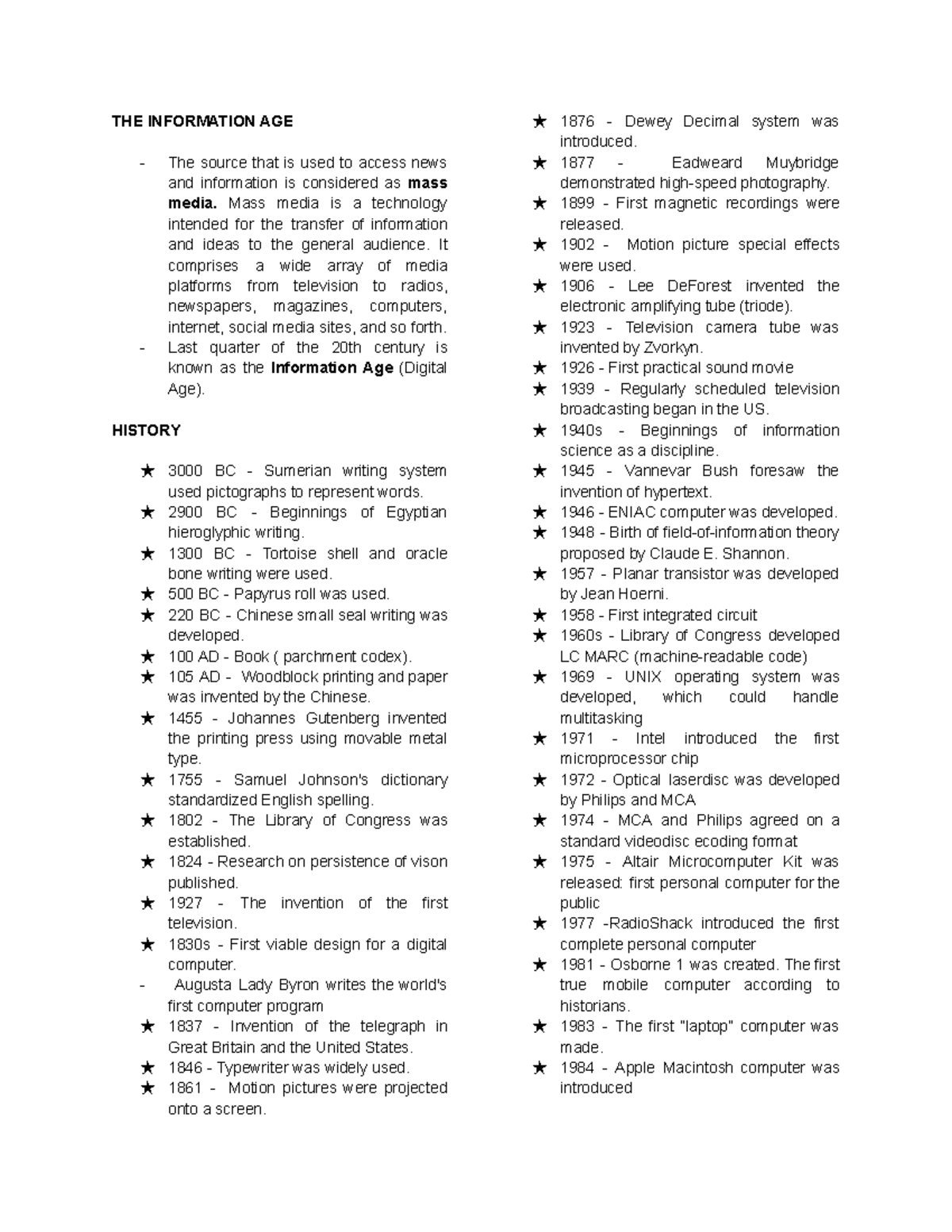 Florida STS reviewer finals: Understanding the information age and its ...