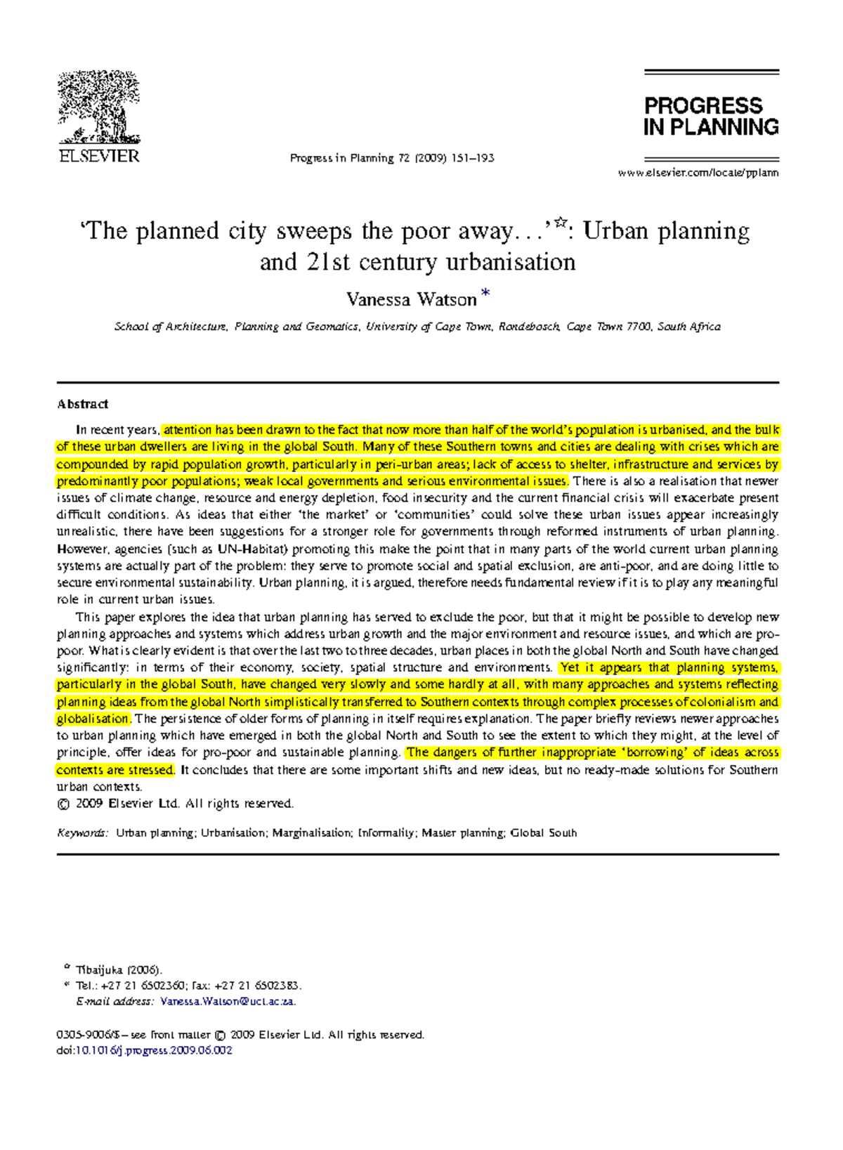 Urban Planning Challenges in the Global South: Insights from Watson ...
