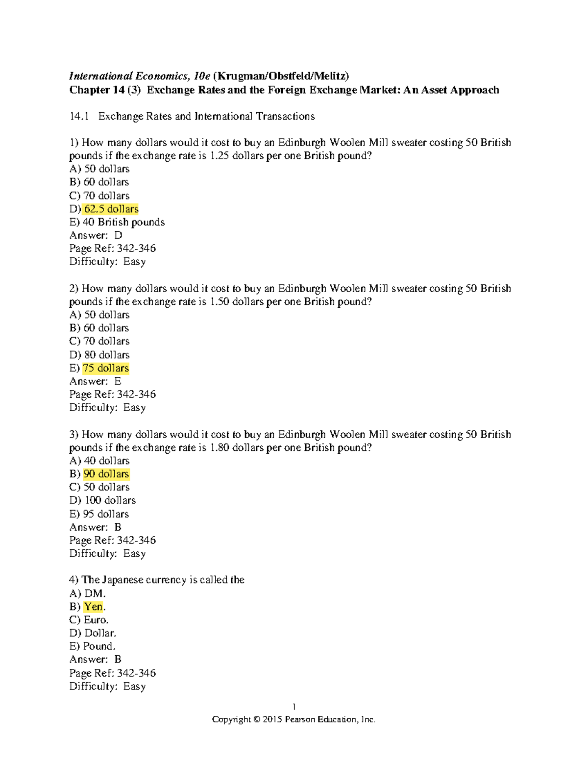 International Economics, 10e Chapter 14: Exchange Rates & FX Market ...