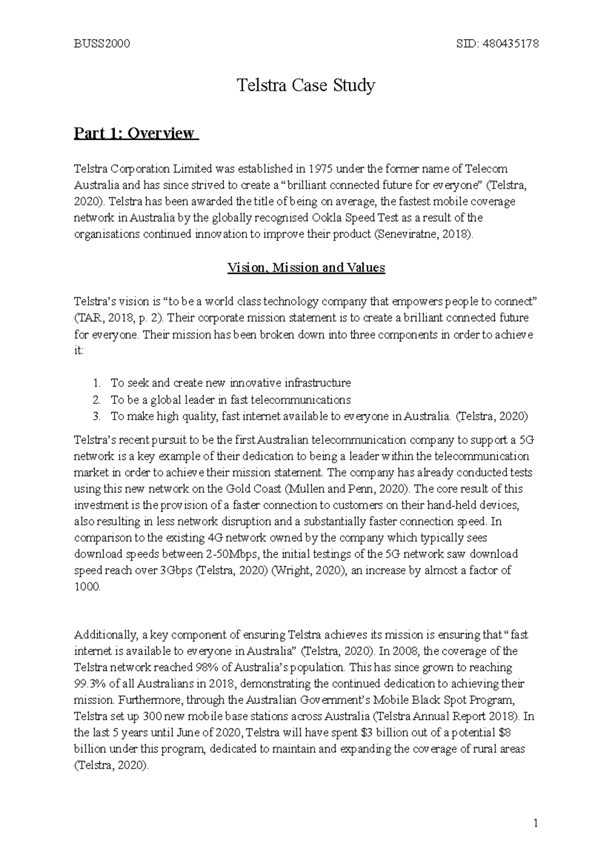 Telstra Case Study - Telstra Case Study Part 1: Overview Telstra ...