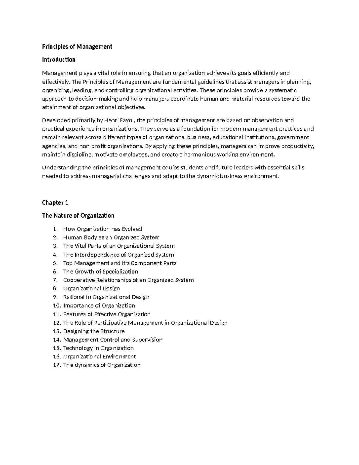 Principles of Management (MGT101) - Chapter 1 Overview and Insights ...