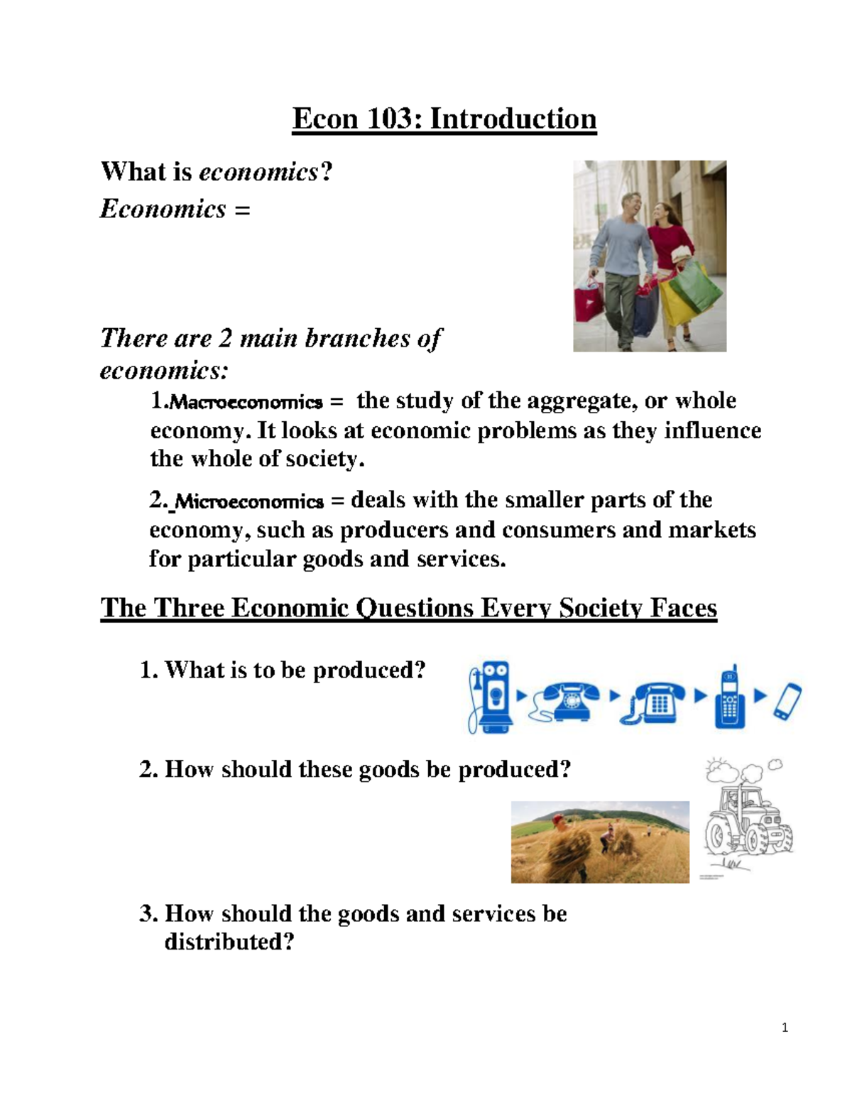 Econ 103: Chapter 1 Lecture Notes on Economic Principles - Studocu
