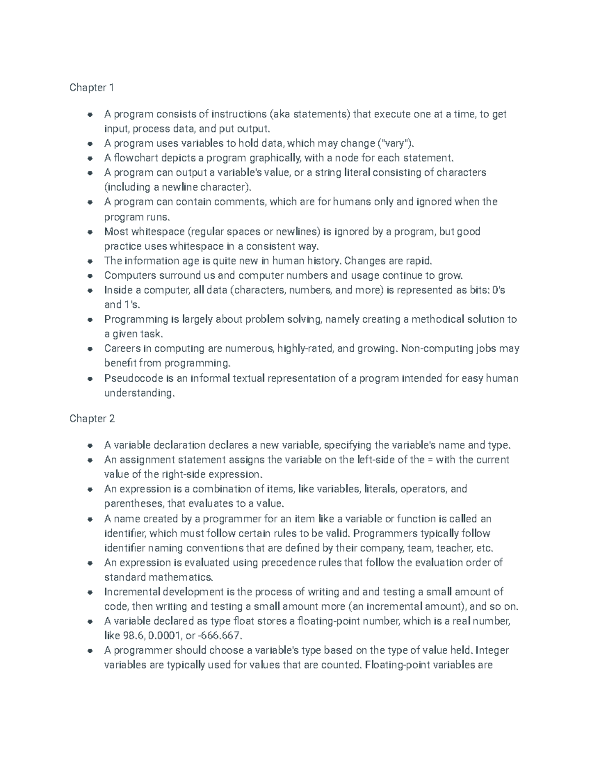 D278 - thanks - Chapter 1 A program consists of instructions (aka ...