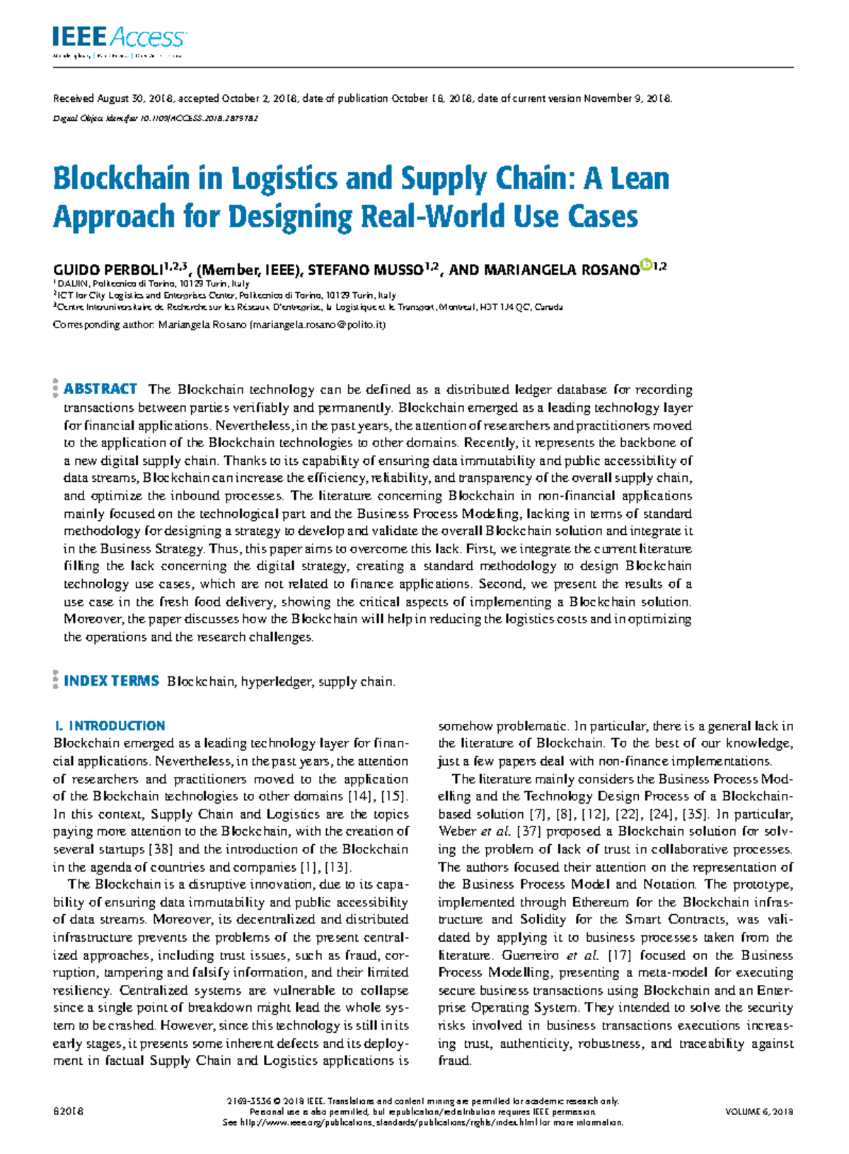 Blockchain in Logistics and Supply Chain A Lean Approach for Designing ...