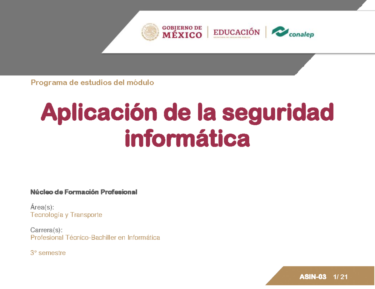 ASIN-03 Aplicación de la Seguridad Informática: Guía del Módulo 3 ...