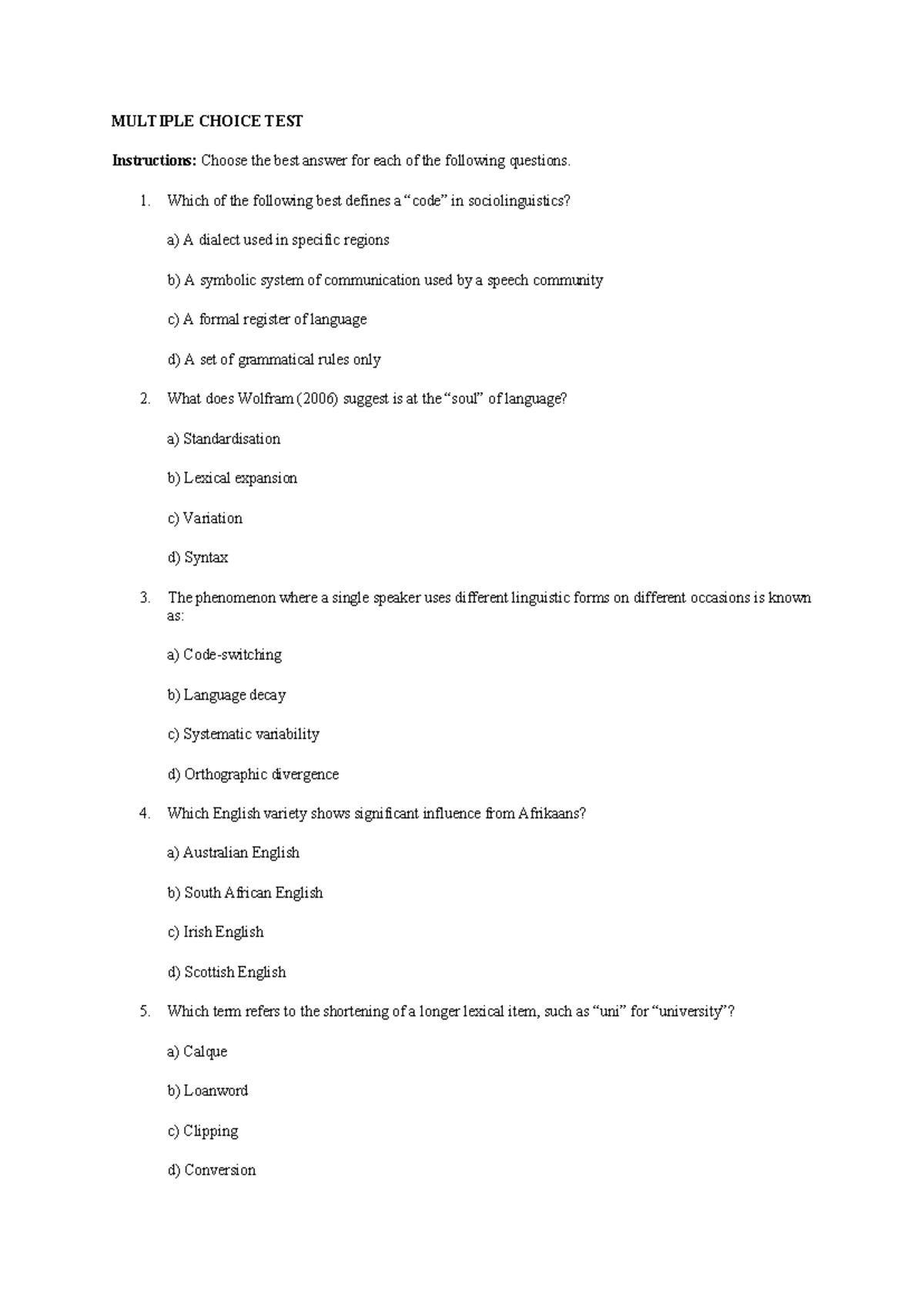 Mock Test 1 - Multiple Choice Questions for ACAT Exam - Studocu