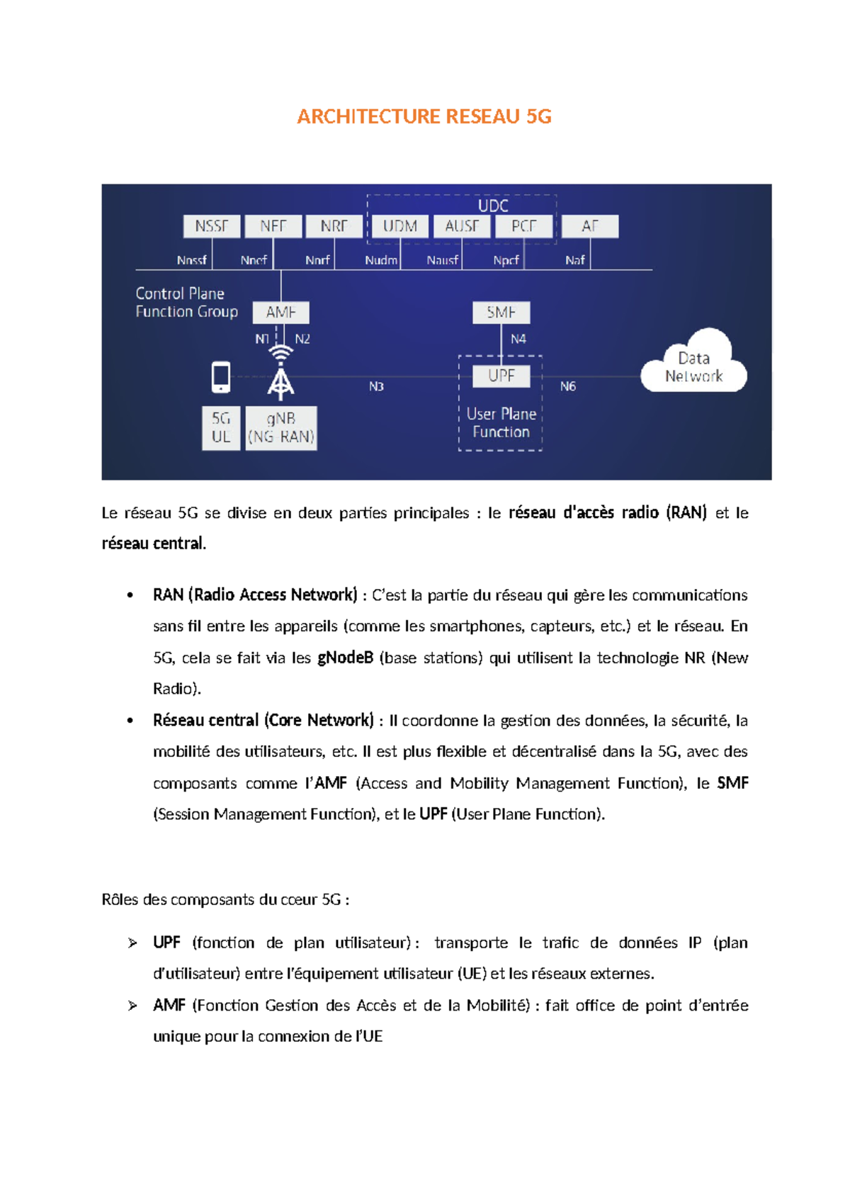 Sokhna 5G - Bases et Architecture des Réseaux Mobiles 5G - Studocu