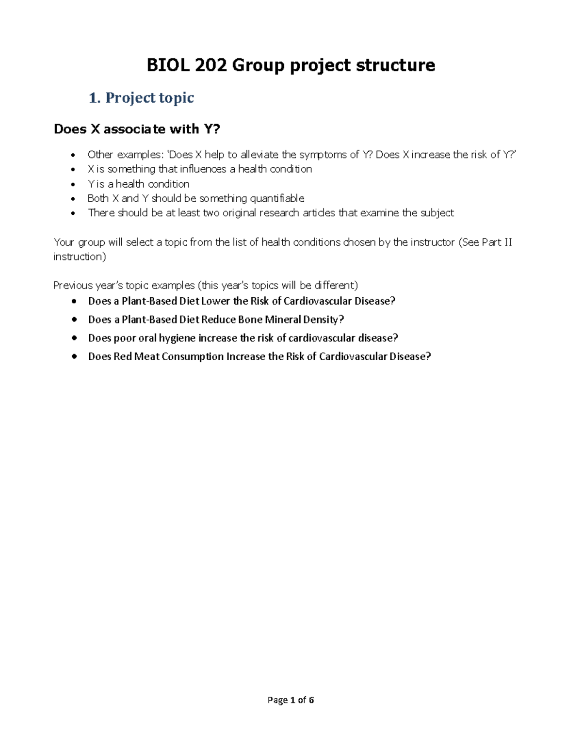BIOL 202 Group Project Guidelines: Structure & Requirements - Studocu