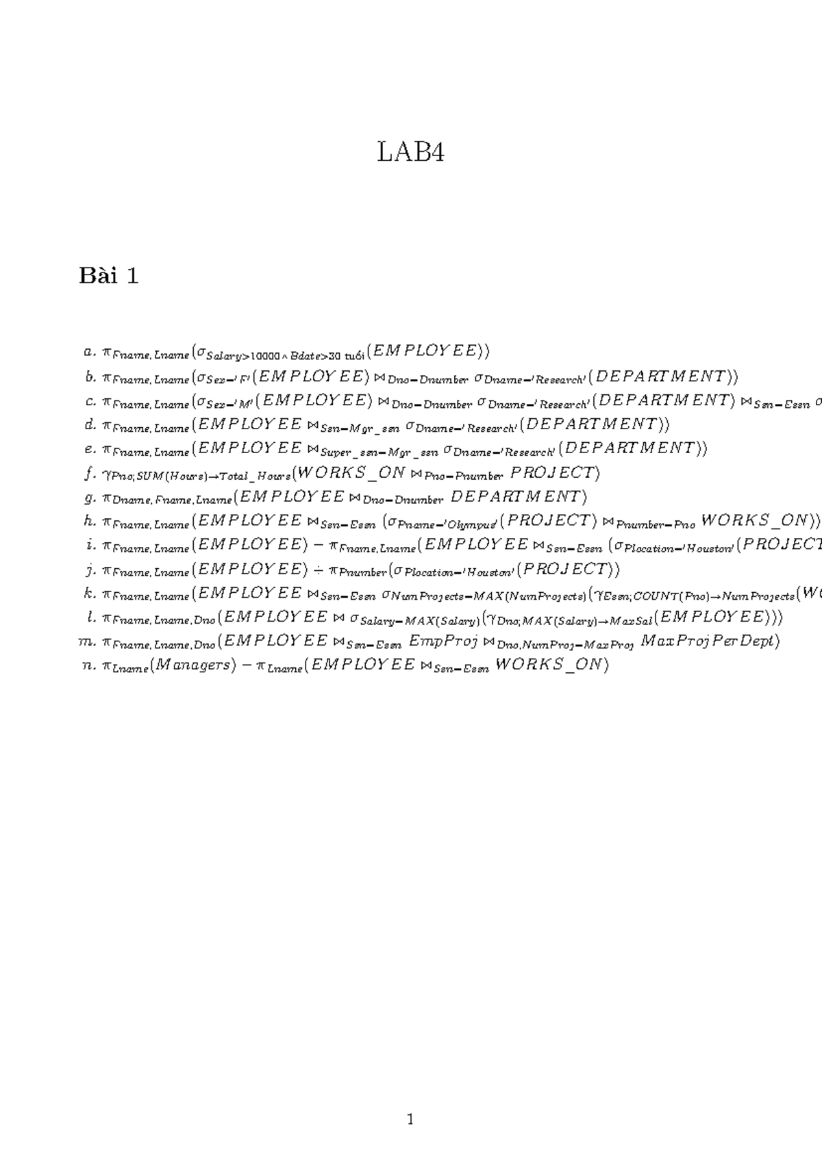 LAB4 - SQL Queries for Employee and Mail Order Data - Studocu