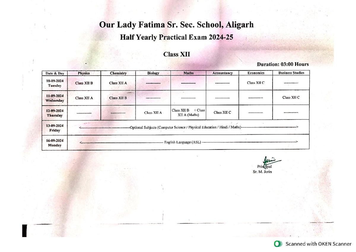 Half Yearly Practical Exam Schedule for Classes XI & XII - Studocu