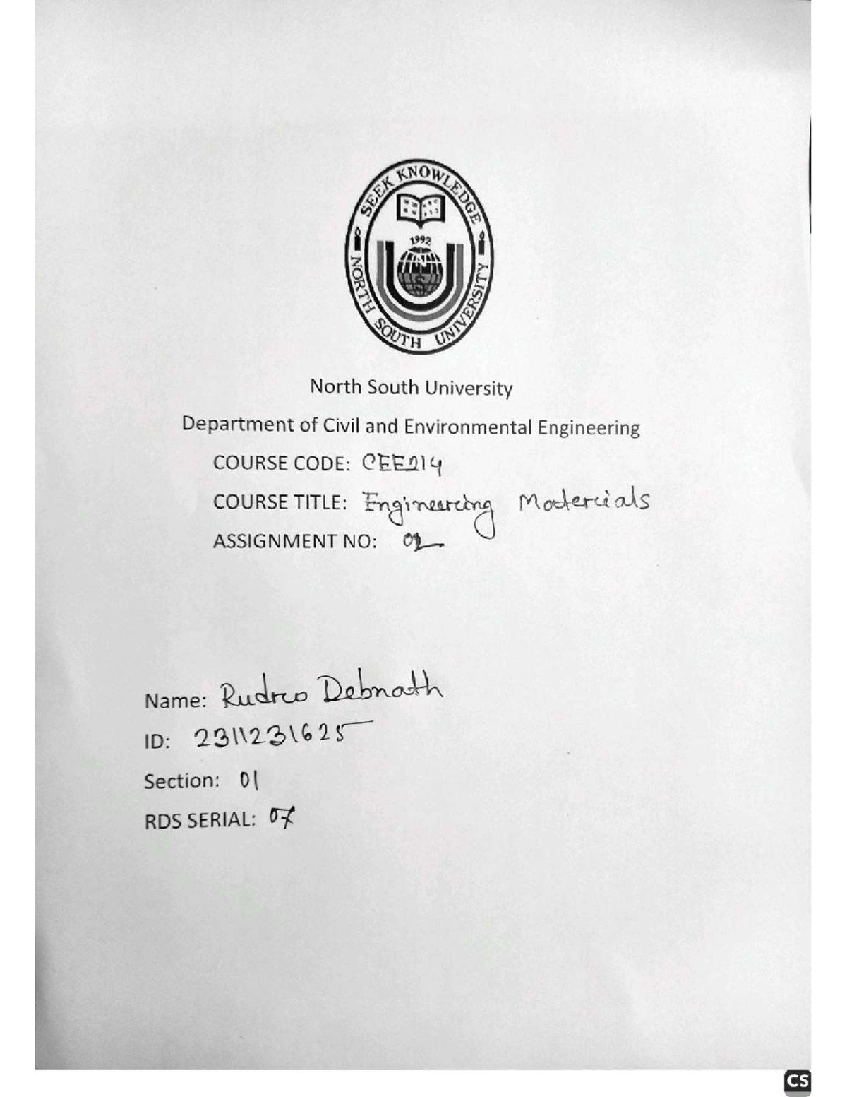 CEE214 Engineering Materials Assignment 02 by Rudro Debnath - Studocu