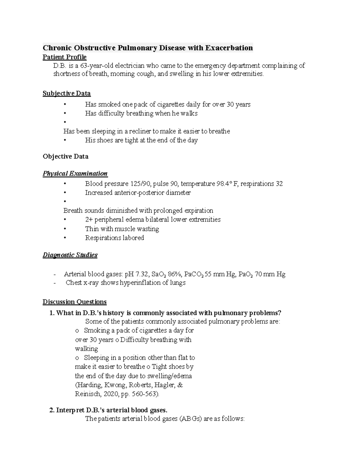 COPD case study - Chronic Obstructive Pulmonary Disease with ...