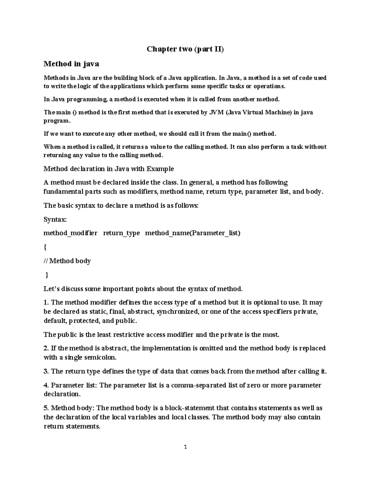 Chapter two part II - these is lecture note for Object Oriented ...