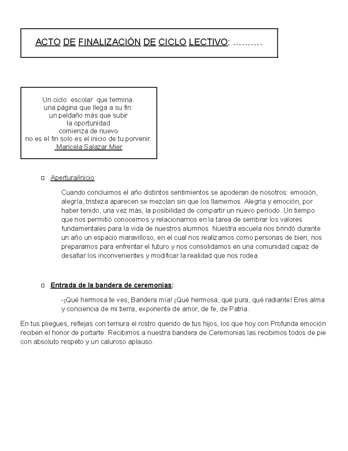 Acto de Finalización del Ciclo Lectivo 2023: Reflexiones y Ceremonias ...