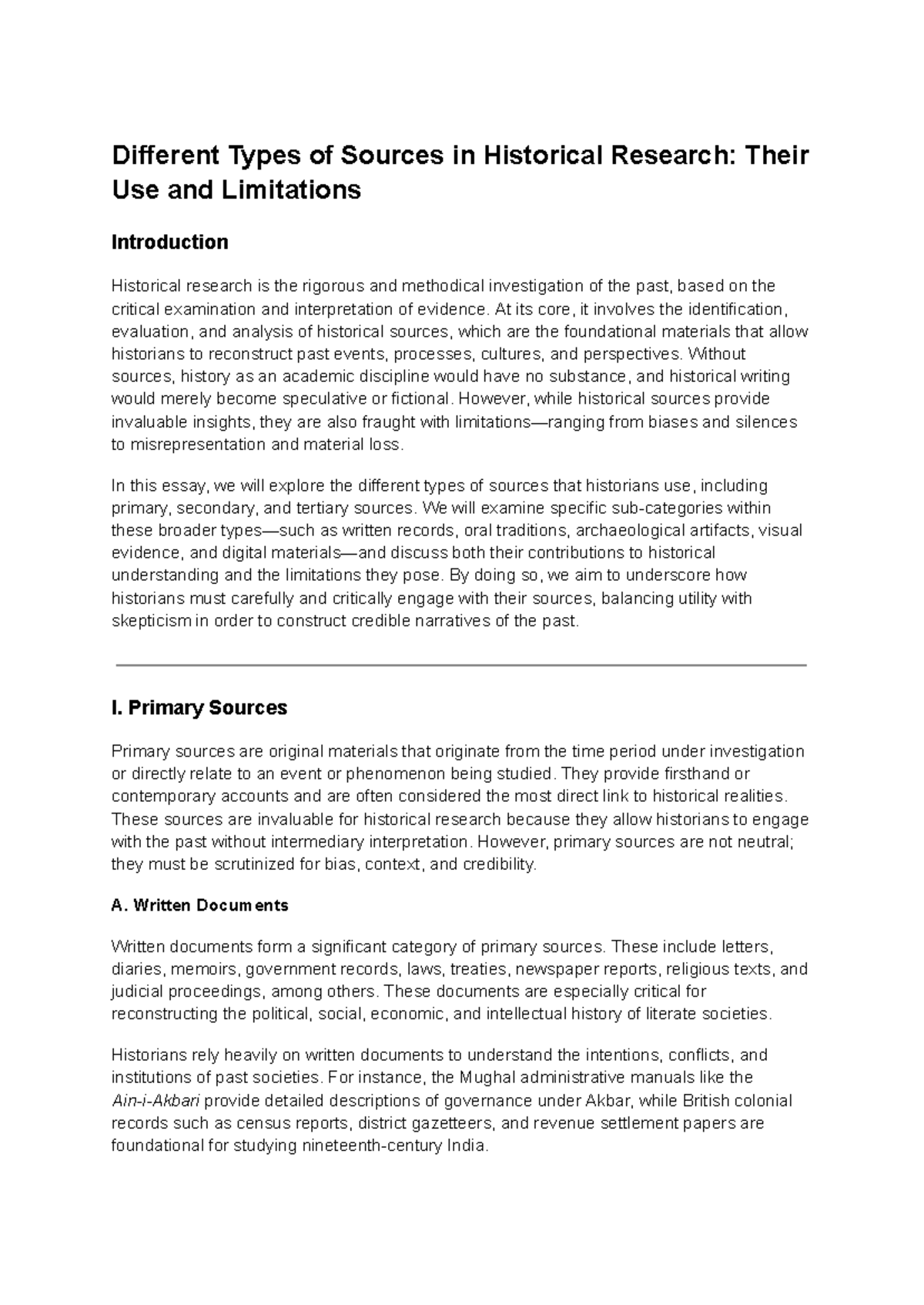 Different Types of Sources in Historical Research: Uses & Limitations ...
