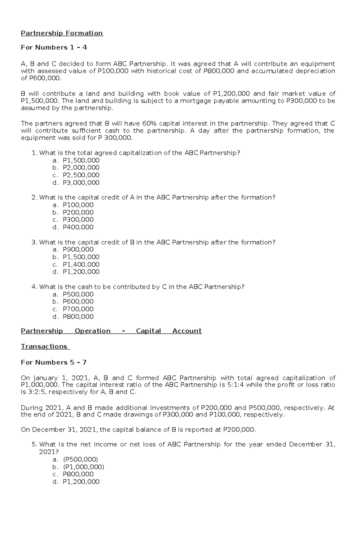 Joint Arrangements: ABC Partnership Formation and Operations Analysis ...