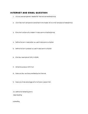 ICT CAT EXAM - revision questions - INTRODUCTION TO INFORMATION ...