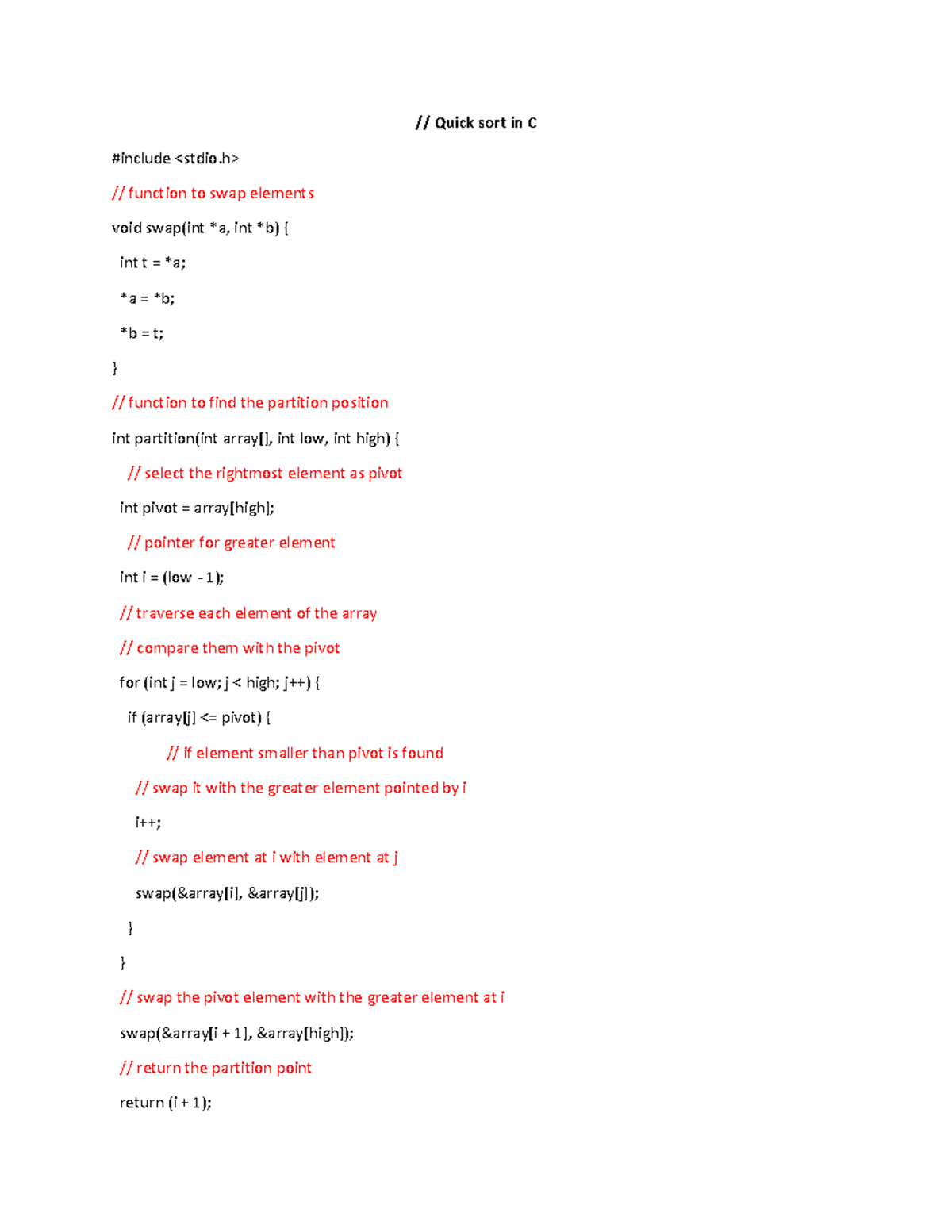 Daa Programs in C: Quick Sort, Merge Sort, and Heap Sort Functions ...