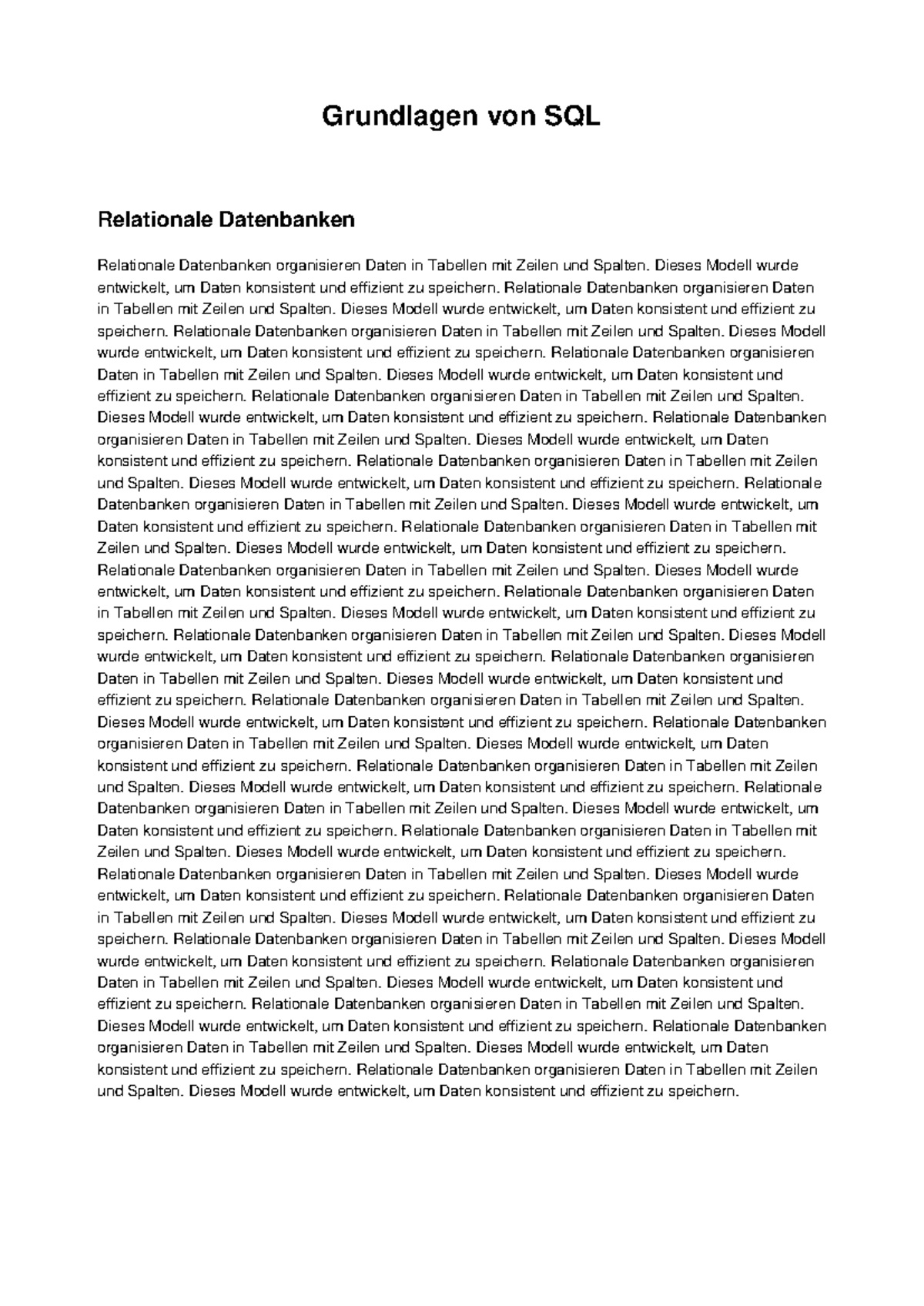 Grundlagen von SQL und Datenbankdesign (LANG - lul) - Studocu