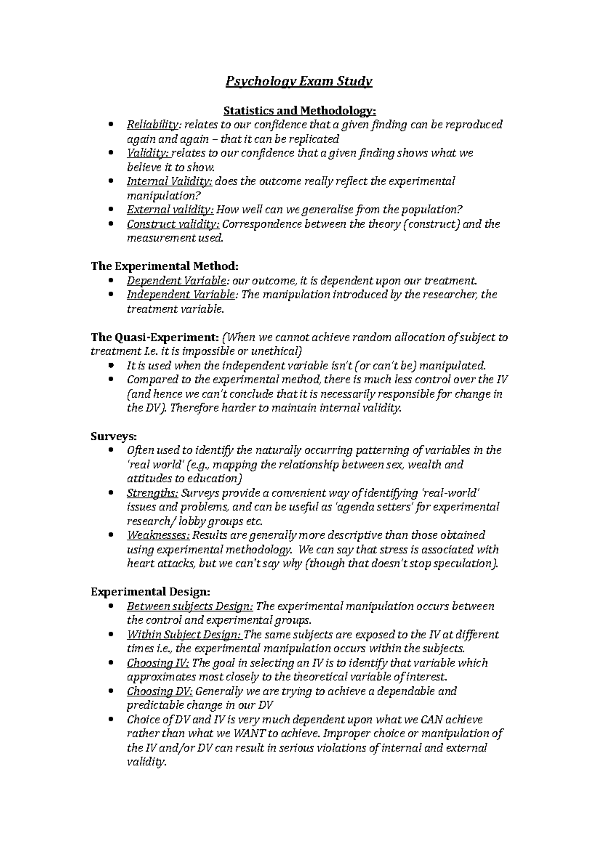PSYC1003 Comprehensive Study Notes: Key Concepts in Psychology - Studocu