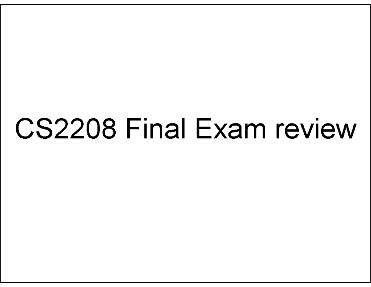 CS2208 Final Exam Review Guide - Studocu