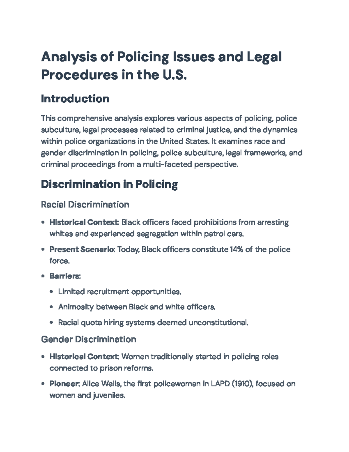 Policing Practices and Legal Procedures Analysis (CRJ 202) - Analysis ...