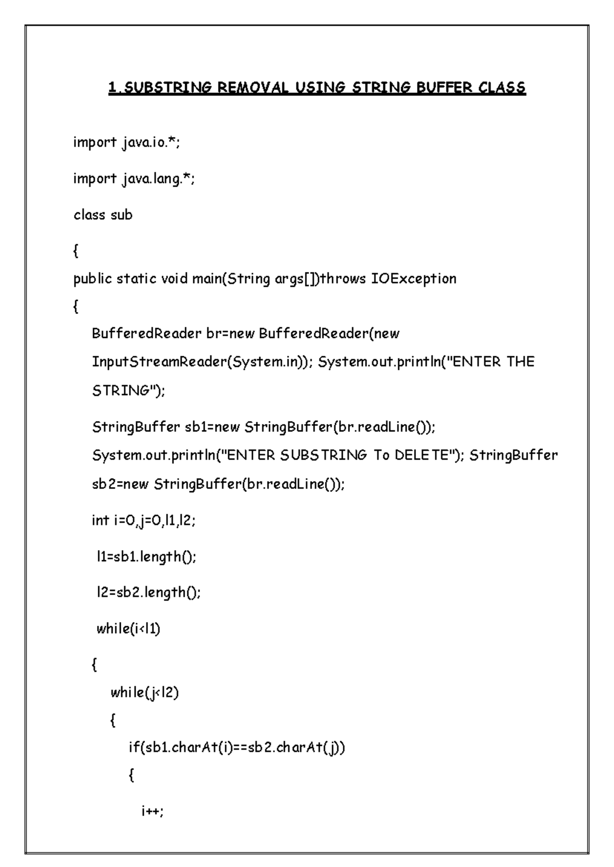 B.COM(CA) JAVA REC Final Exam: String Manipulation & Classes - Studocu