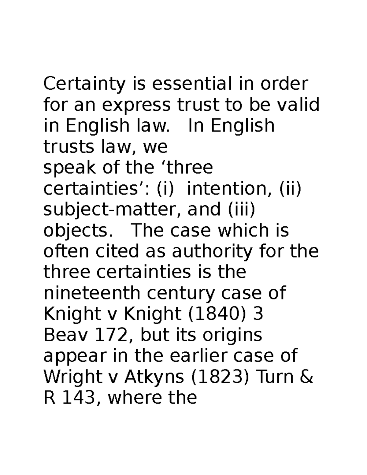 Trusts Law: Understanding the Three Certainties of Validity - Studocu