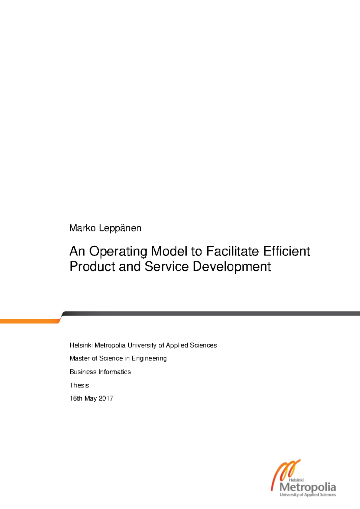 Operating Model for Efficient Product & Service Dev. (ENGM-2017) - Studocu
