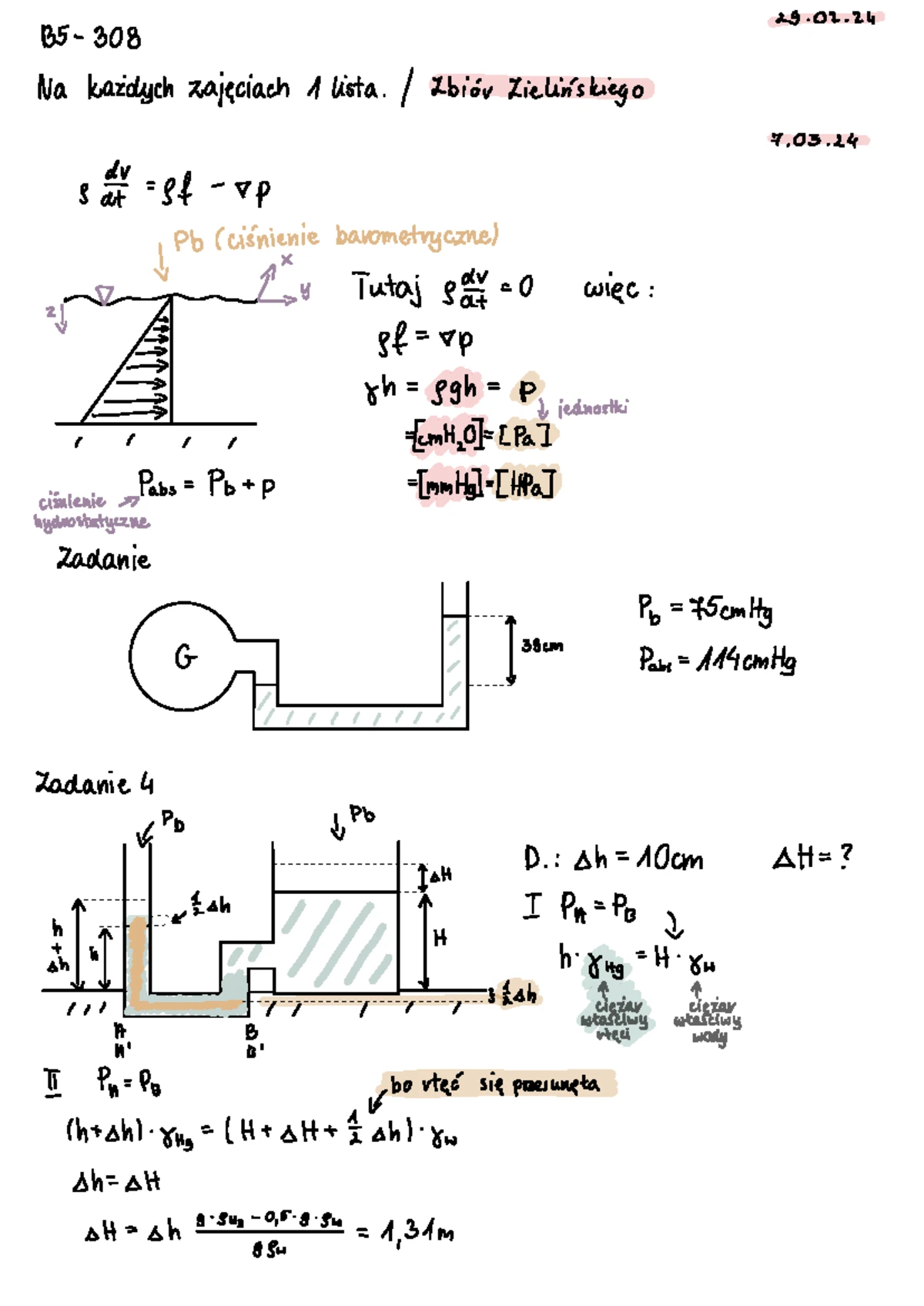 Obliczenia parcia hydrostatycznego na powierzchnię płaską - Laboratoria -  Studocu